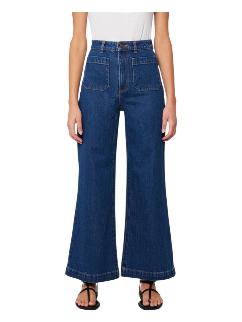 Rolla's Womens Eco Ruby Patch Pocket Sailor  High Rise Wide Leg Denim Jeans 31